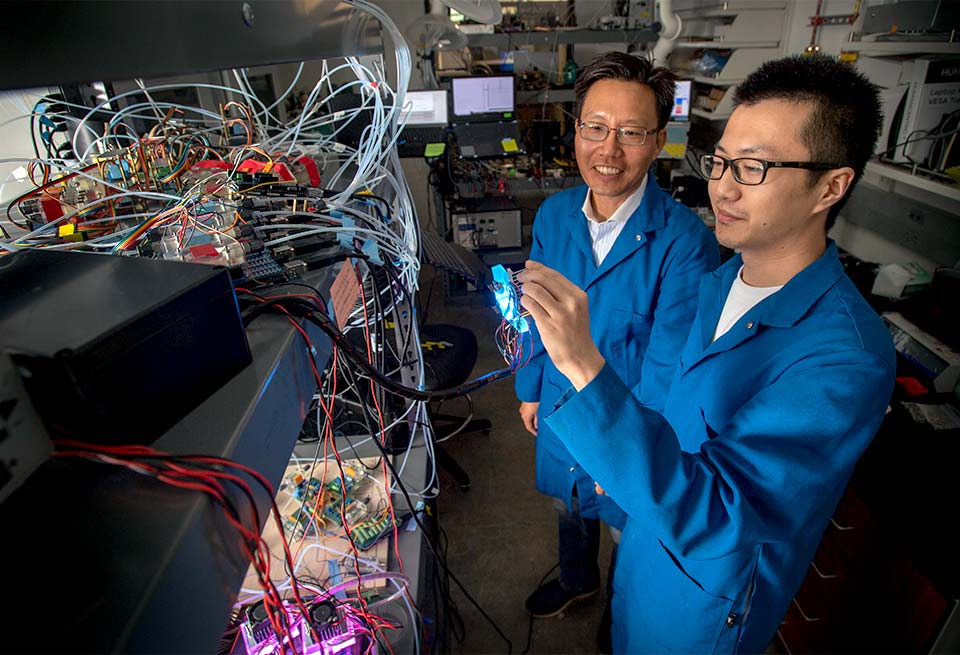 Prof. Nosang Myung (left) with Ph.D. student Bingxin Yang